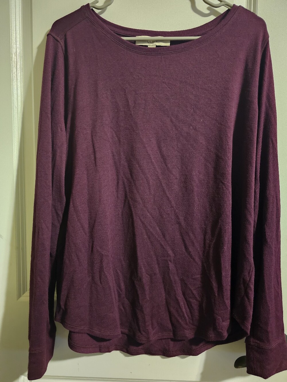 LOFT Long-Sleeve Scoop Neck Top — Plum